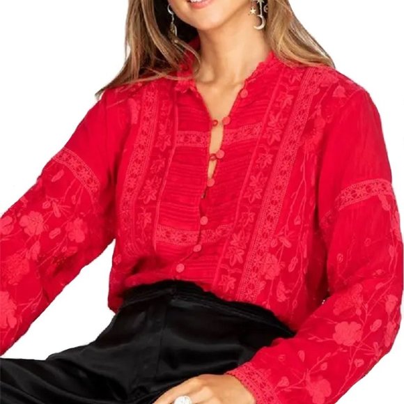 Johnny Was Branch Arwen Blouse Tango Red - C16721-O
